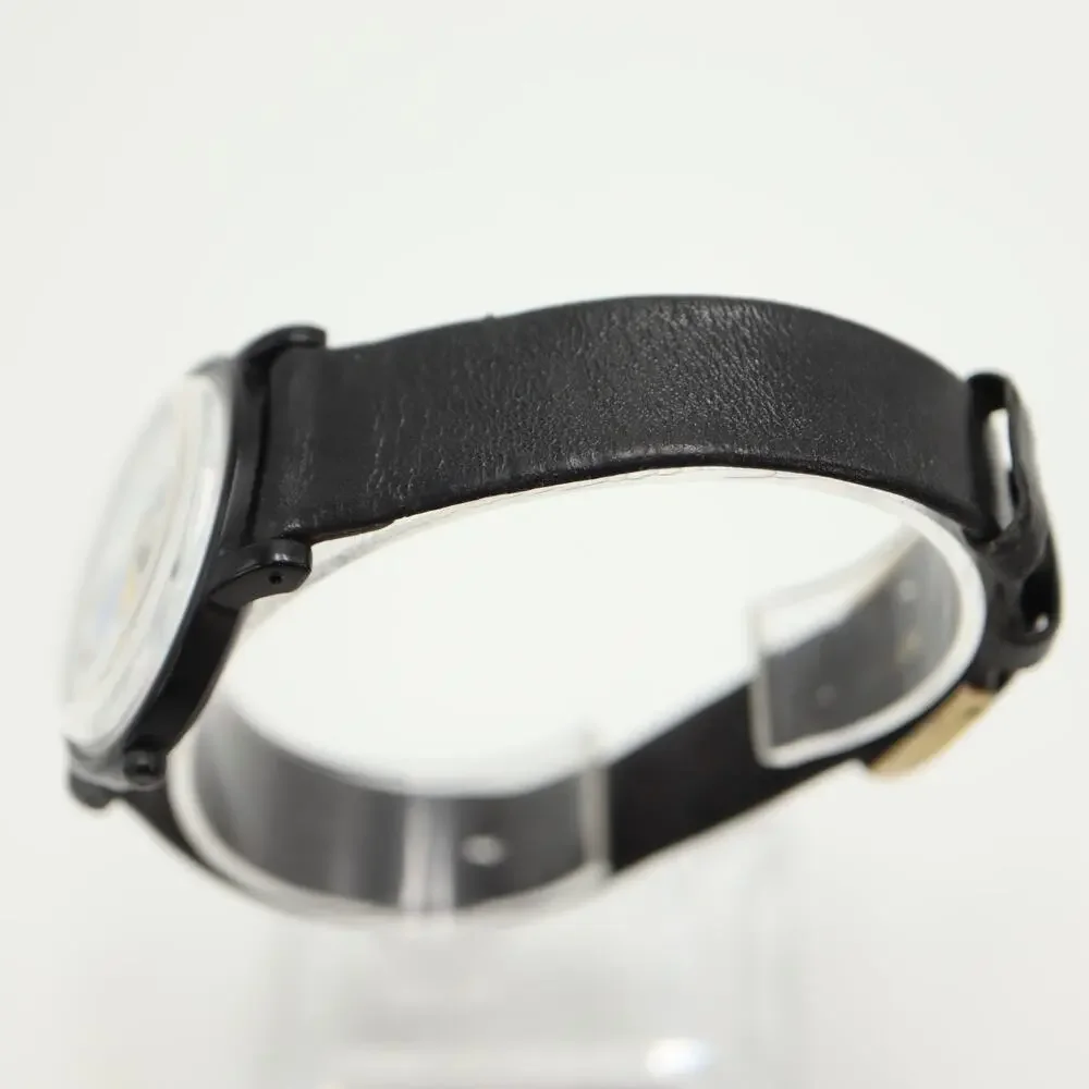 Vintage Lorus Seiko Disney Goofy 35mm Watch Black Leather V515-8030 New Battery